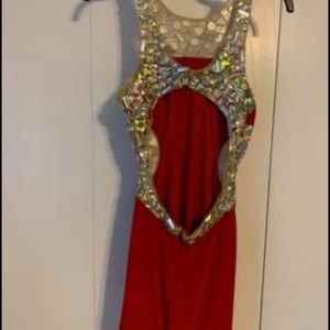 Red homecoming dress with jewels